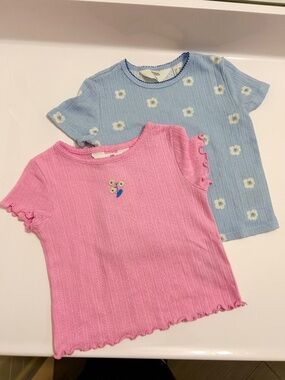 Set of 2 H&M girls tees daisy floral and pink 3-4 years (2t)